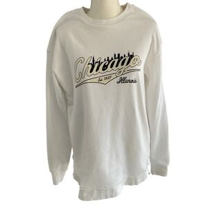 Valani women's M white graphic Chicago sweatshirt soft comfy casual cotton blend